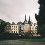 A large building with a steeple on top of it