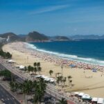 aerial view of people near ocean