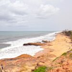 A view of a beach from a high point of view