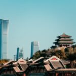 Captivating view of Beijing's skyline featuring traditional architecture and the modern China Zun skyscraper.