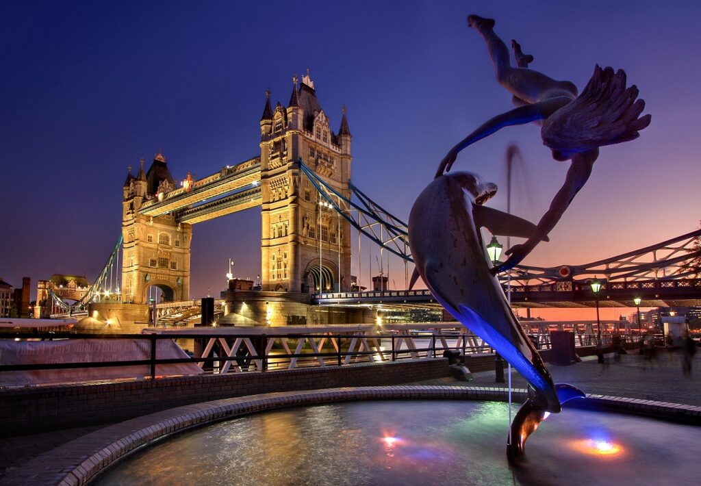london, landmark, tower bridge, architecture, england, nature, river thames, sunset, dusk, city, evening, lights, twilight, united kingdom, europe
