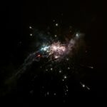 Colorful fireworks exploding in the dark night sky