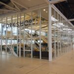 white metal frame glass wall